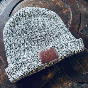 Love Your Melon Gray Knit Beanie with Brown Patch
